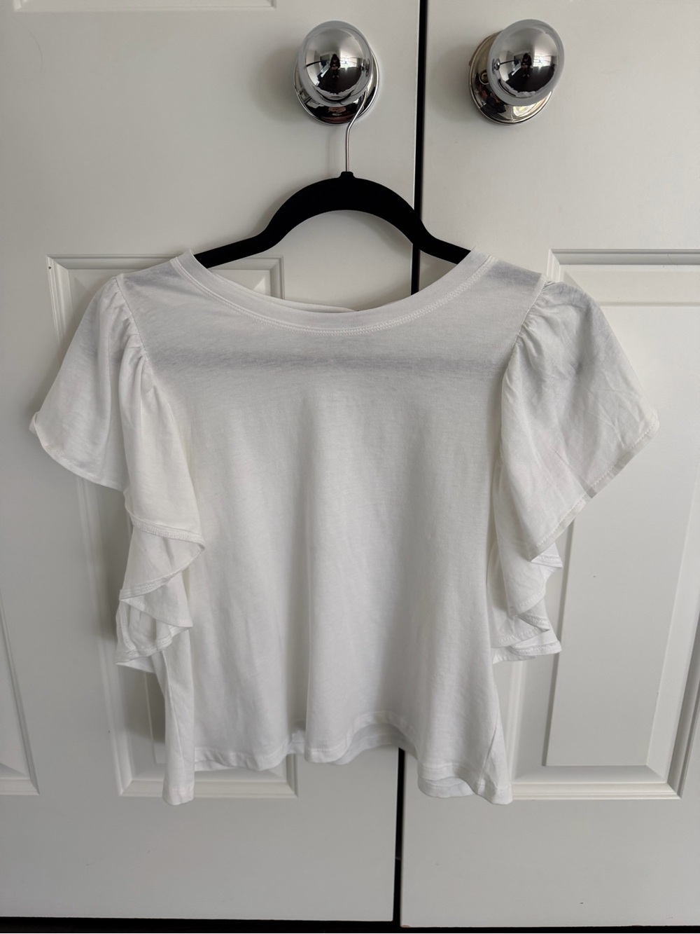 Zara White Ruffle Sleeve Tee